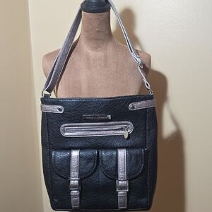 Elegant Black and Silver Women's Messenger Bag